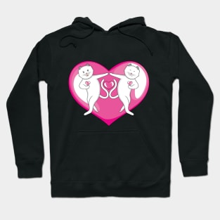 White Cat Love Couple Hoodie